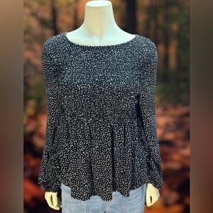 Urban Romantics, Black w/ Light Pink specs Printed Blouse